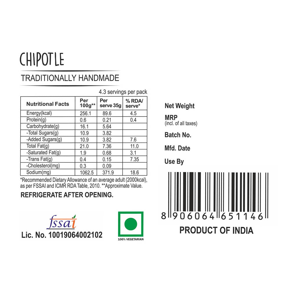 chipotle dip nutritional facts