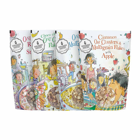 Clusters & Flakes Breakfast Cereal with Real Fruit: Variety Pack of 4