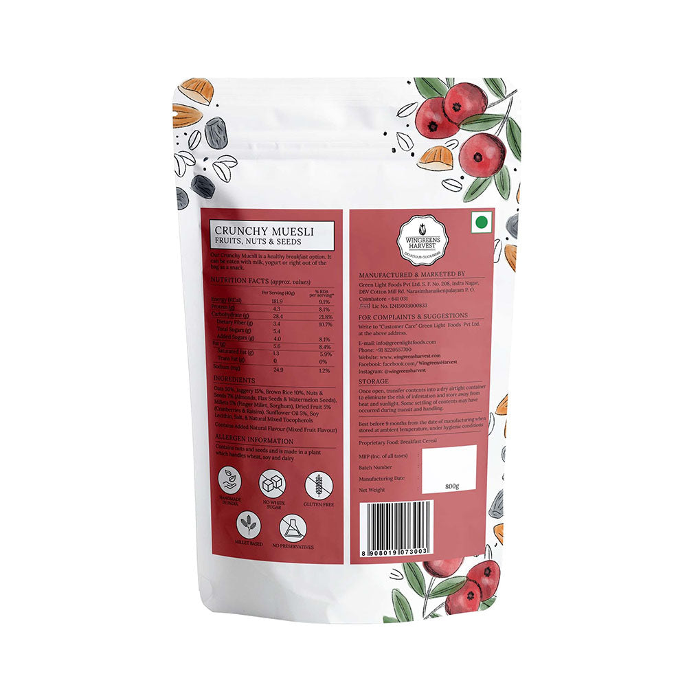 Crunchy Muesli Fruit Nuts and Seeds (800g) Crunchy Muesli Fruit Nuts and Seeds (800g)