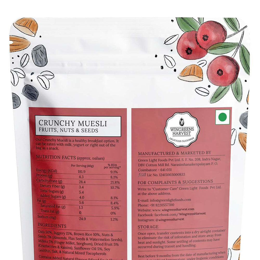 Crunchy Muesli Fruit Nuts and Seeds (800g) Crunchy Muesli Fruit Nuts and Seeds (800g)
