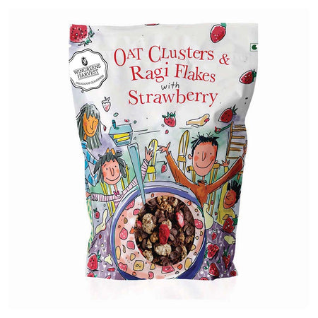 oat clusters and ragi flakes with strawberry