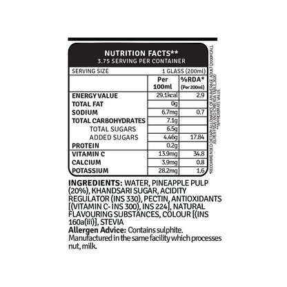 refreshers pineapple 750ml nutrition facts