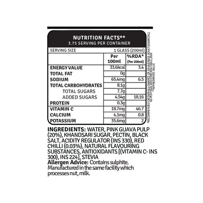 refreshers pink guava chilli 750ml nutrition facts