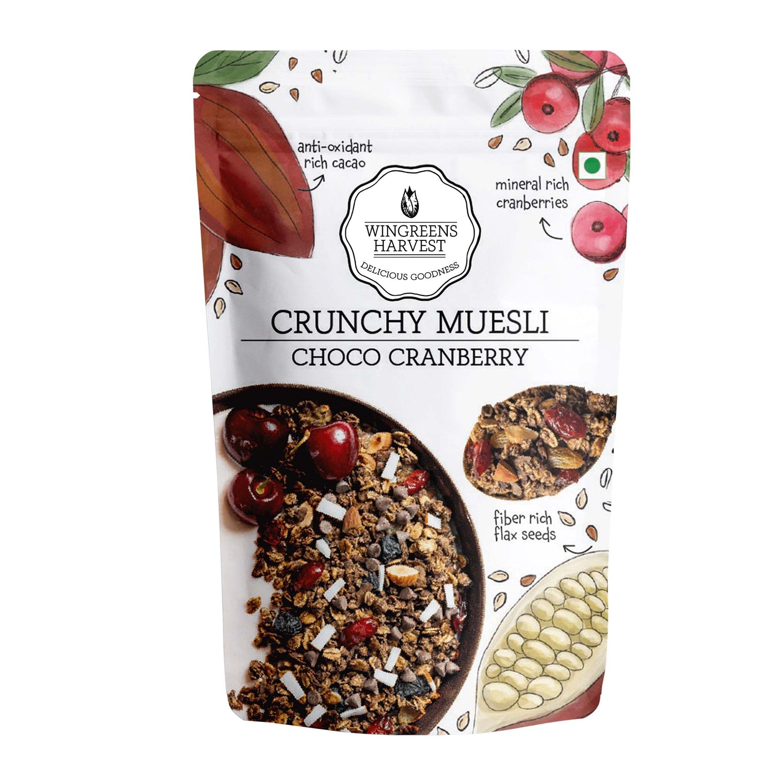 Wingreens Harvest Crunchy Muesli - Choco Cranberry 800g