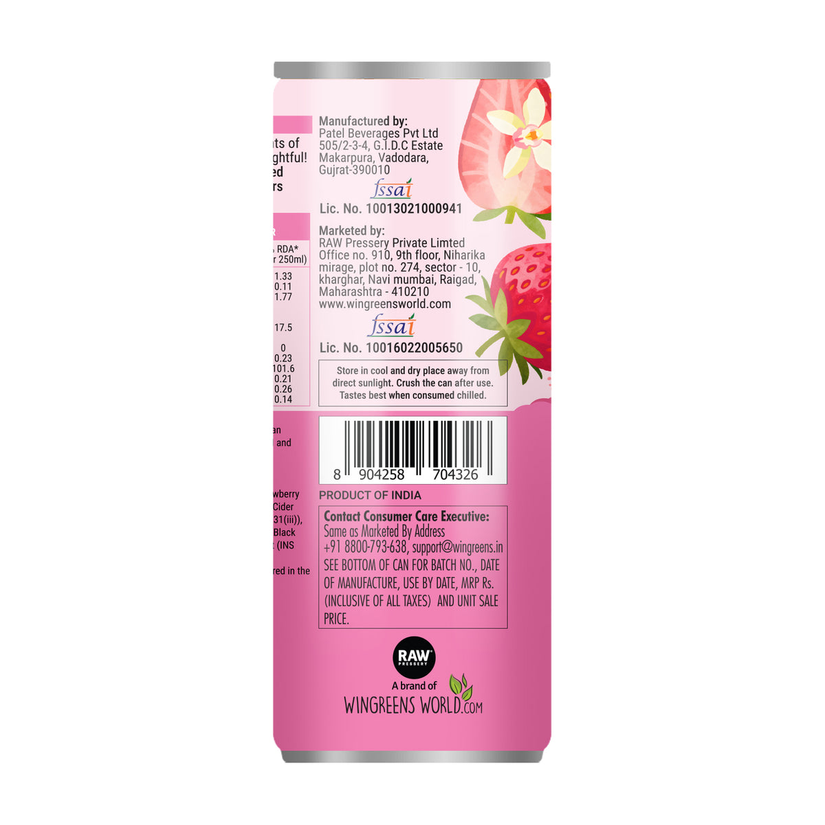 Raw Pressery Pop Strawberry Vanilla