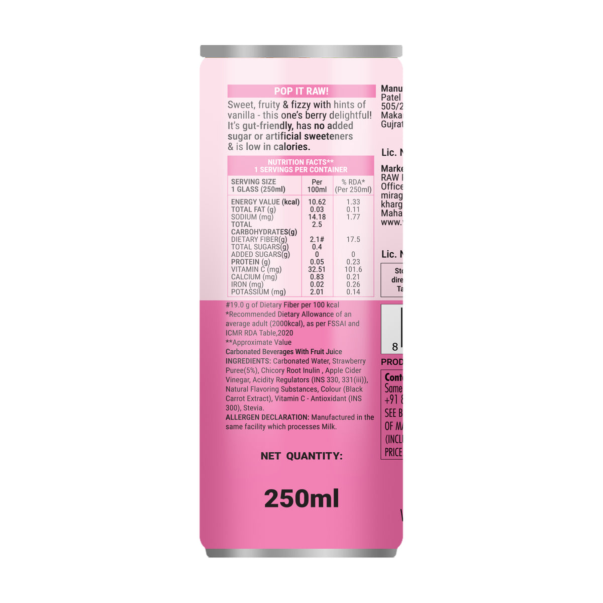 Raw Pressery Pop Strawberry Vanilla