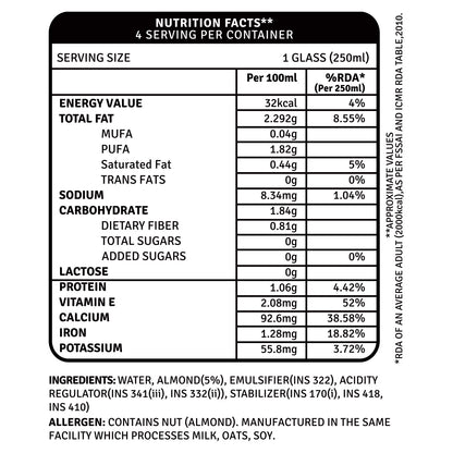 Unsweetened Almond Beverage Plain - 1L