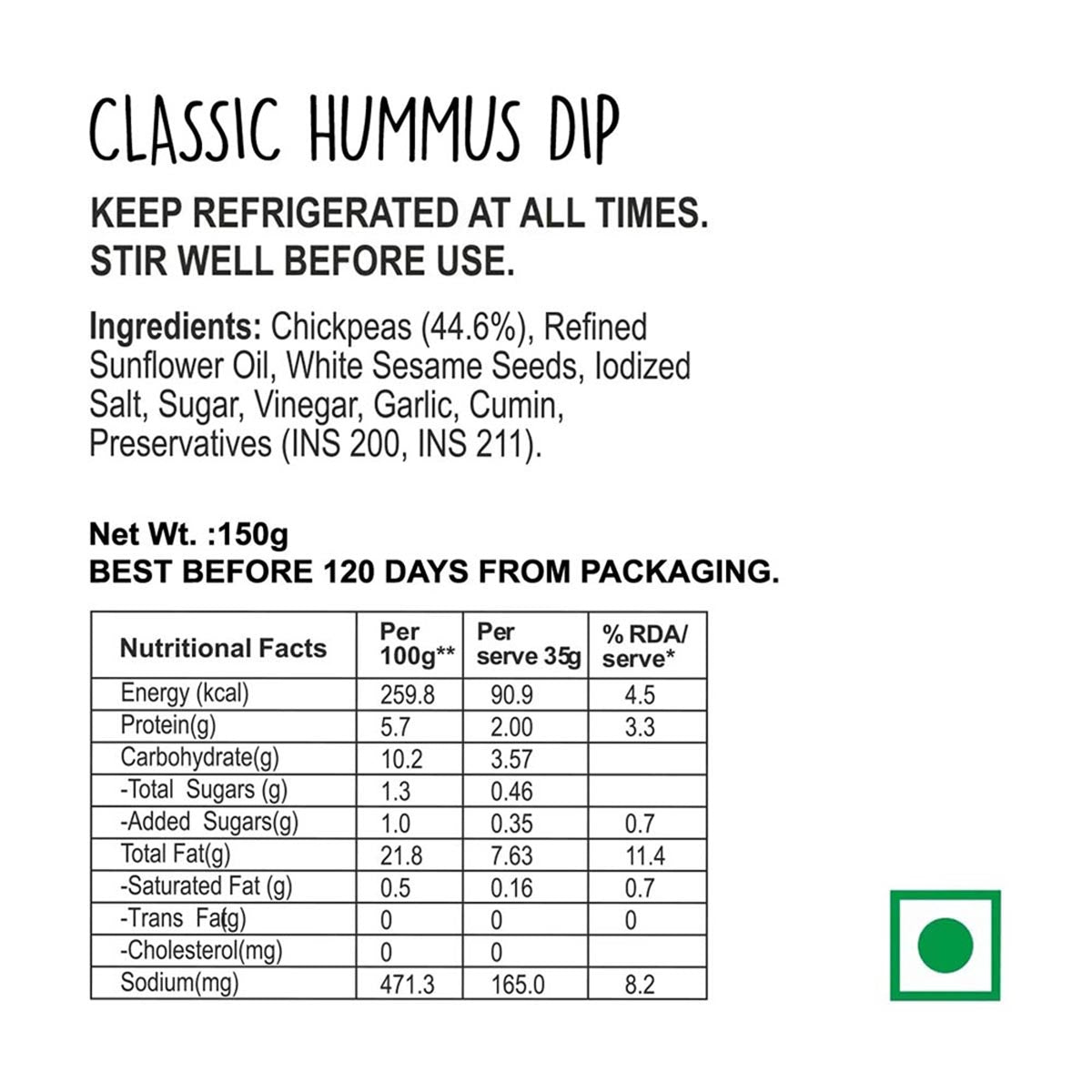 Wingreens Farms Classic Hummus (150g)