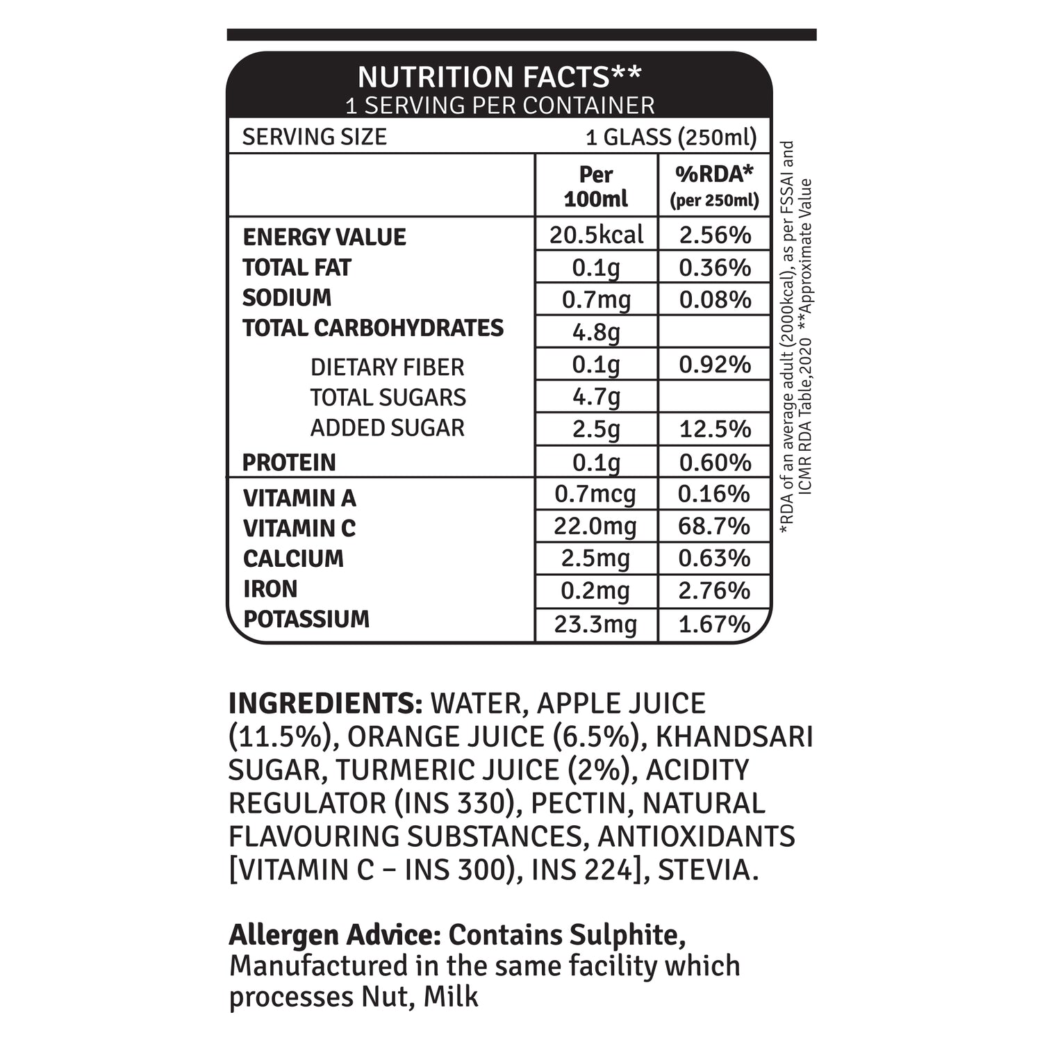 RAW Pressery Turmeric Twist 250ml - Daily Dose