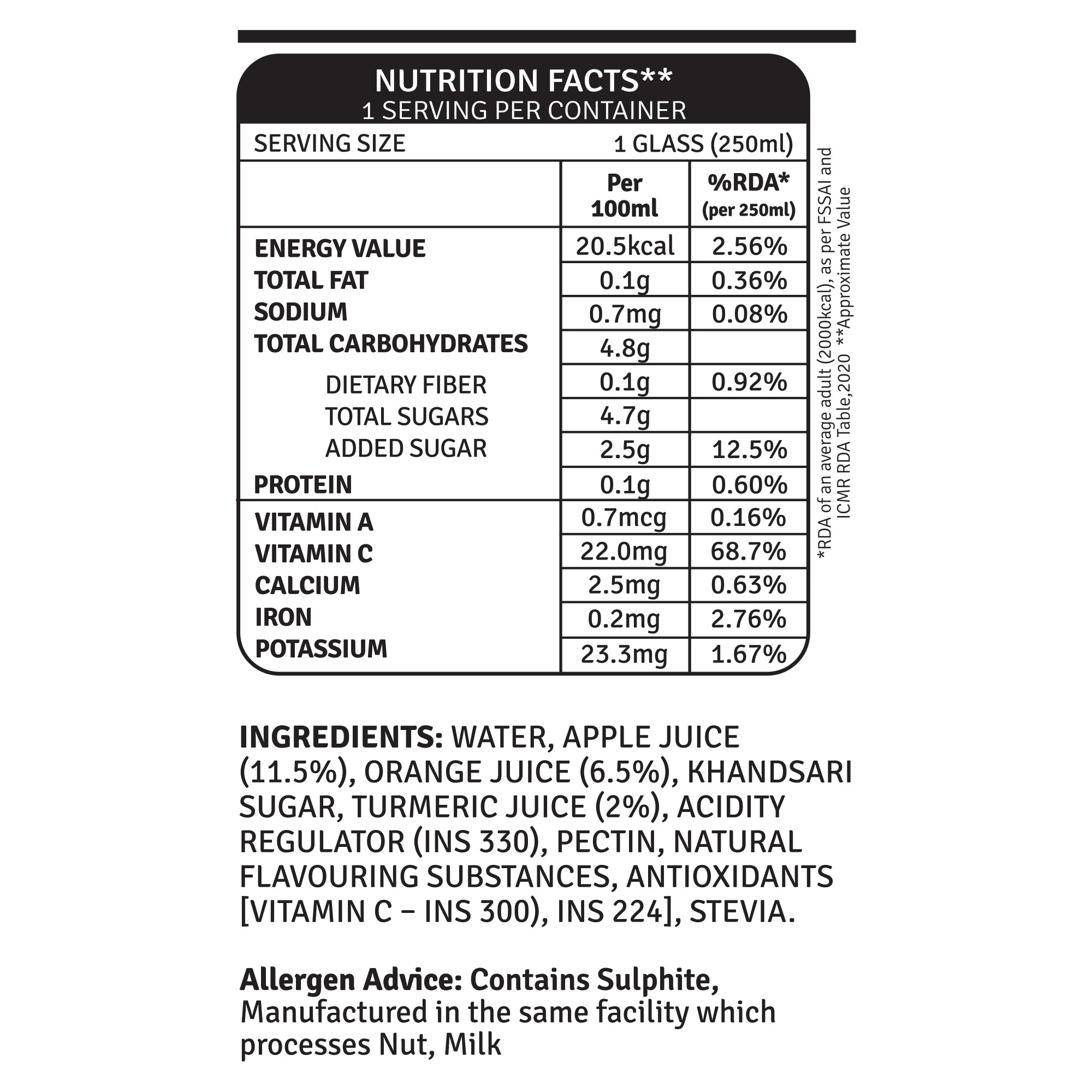 RAW Pressery Turmeric Twist 250ml - Daily Dose