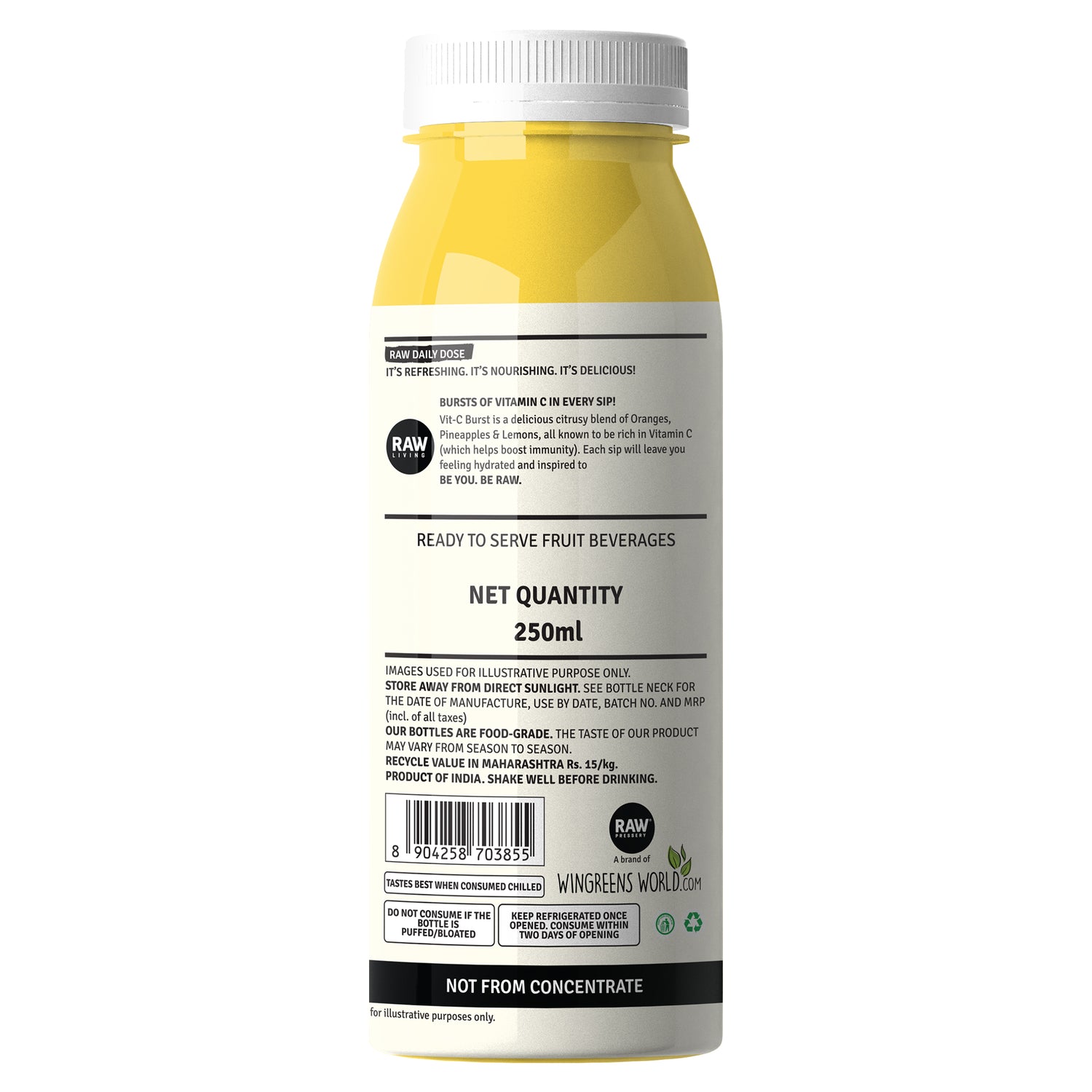 raw pressery vit-c burst 250ml - daily dose online