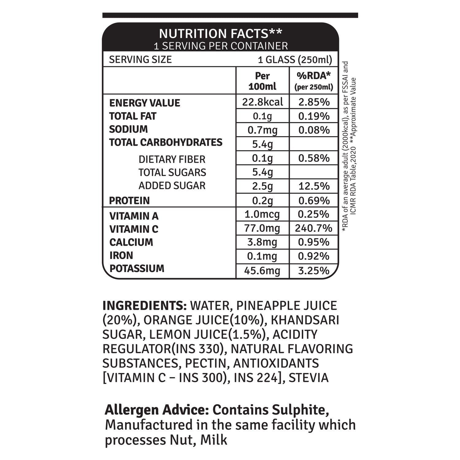 online raw pressery vit-c burst 250ml - daily dose