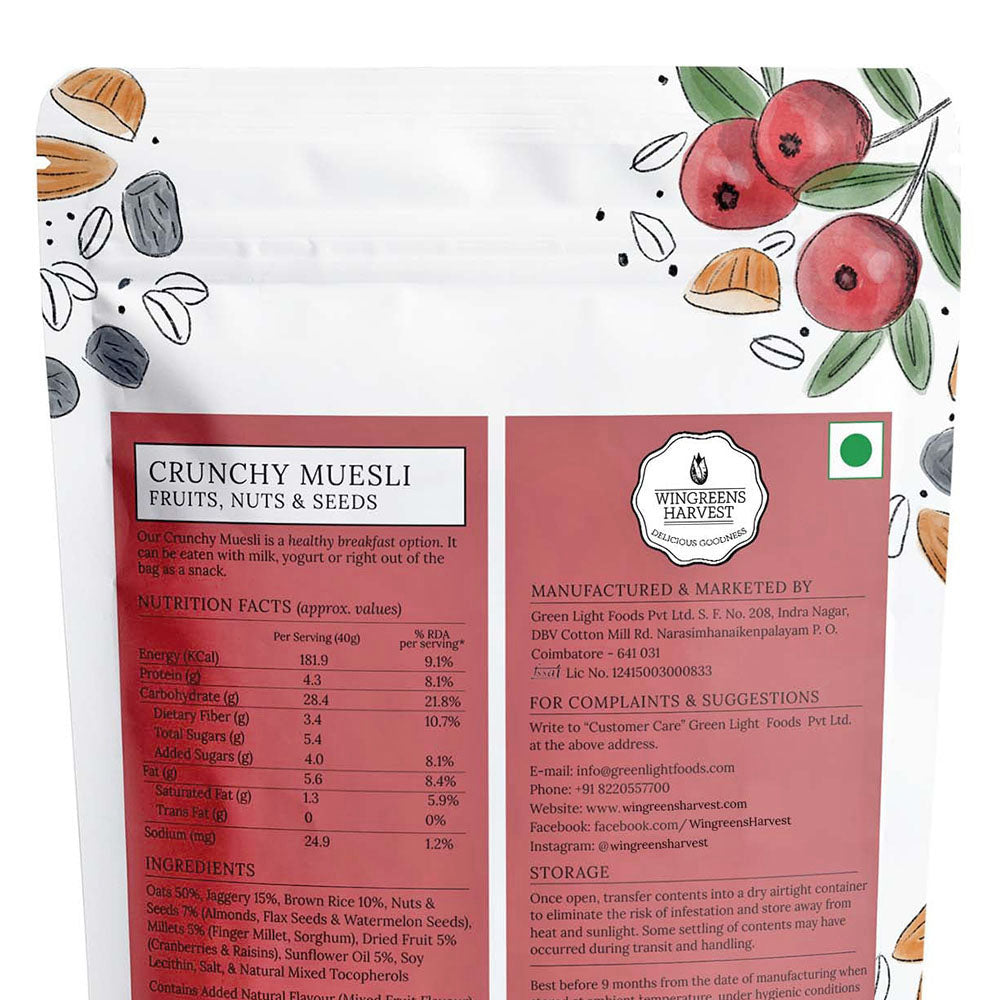 Crunchy Muesli Fruit Nuts and Seeds (800g)