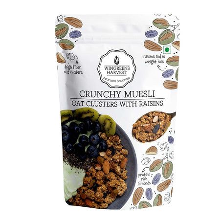 crunchy muesli oat clusters with raisins