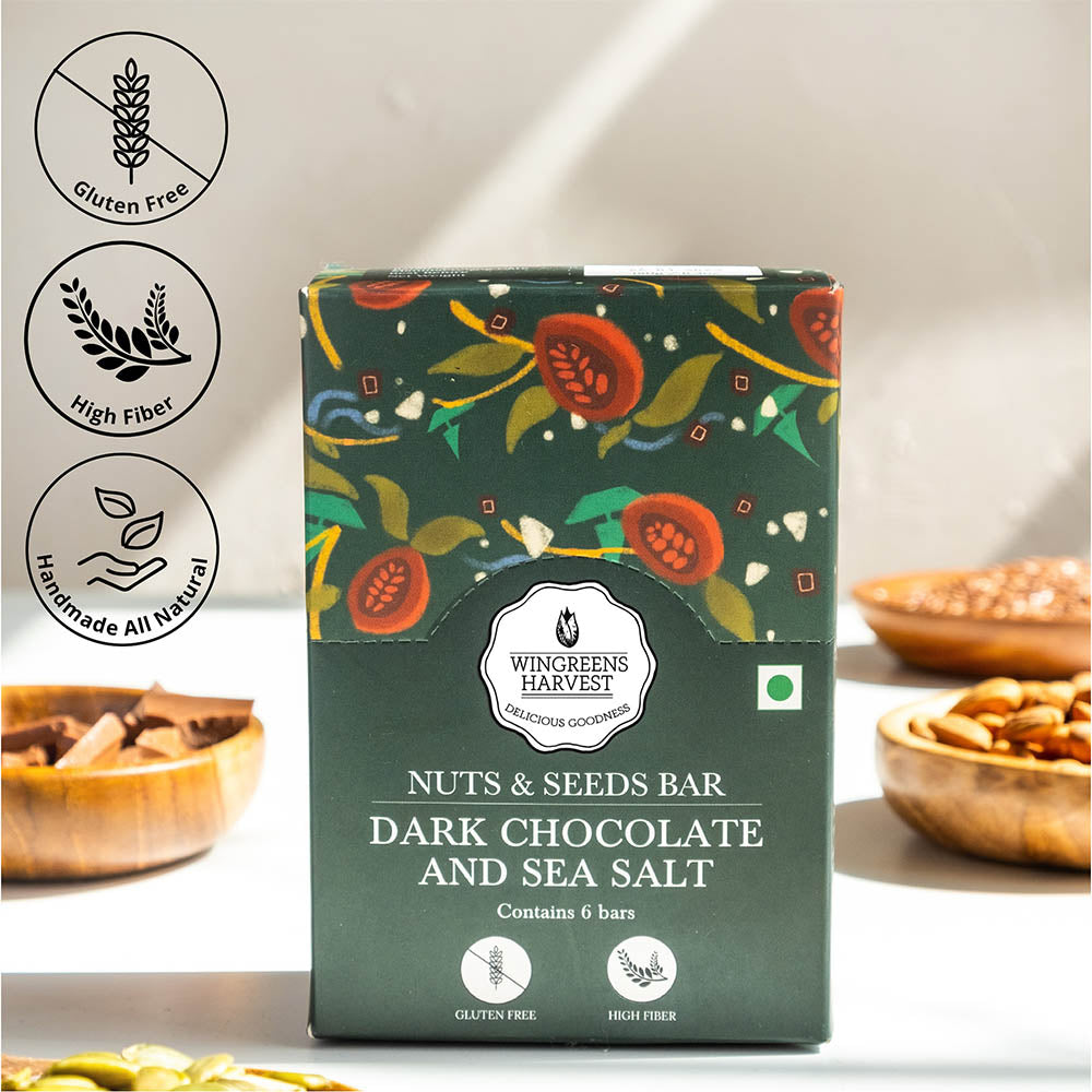 nuts and seeds bars - dark chocolate and sea salt lifestyle