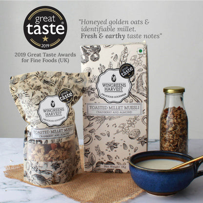 toasted millet muesli cranberry and almond ingredients lifestyle