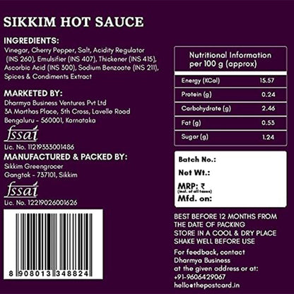 sikkim hot sauce nutrition facts