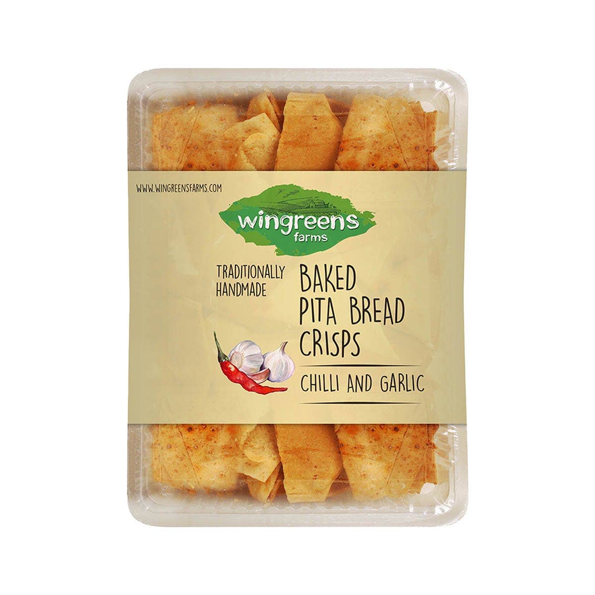 baked chilli garlic pita bread crisps