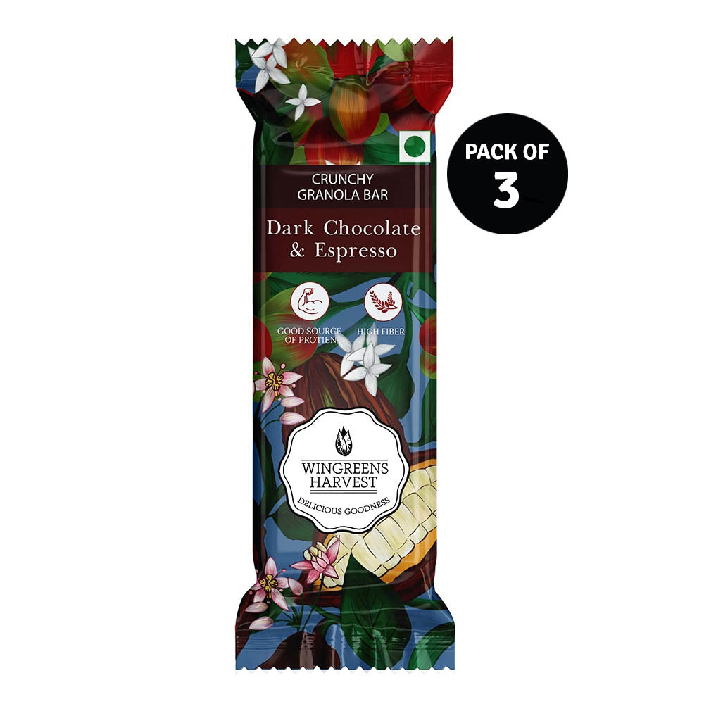Crunchy Granola Bars - Dark Chocolate &amp; Espresso (Pack of 6), 240 g