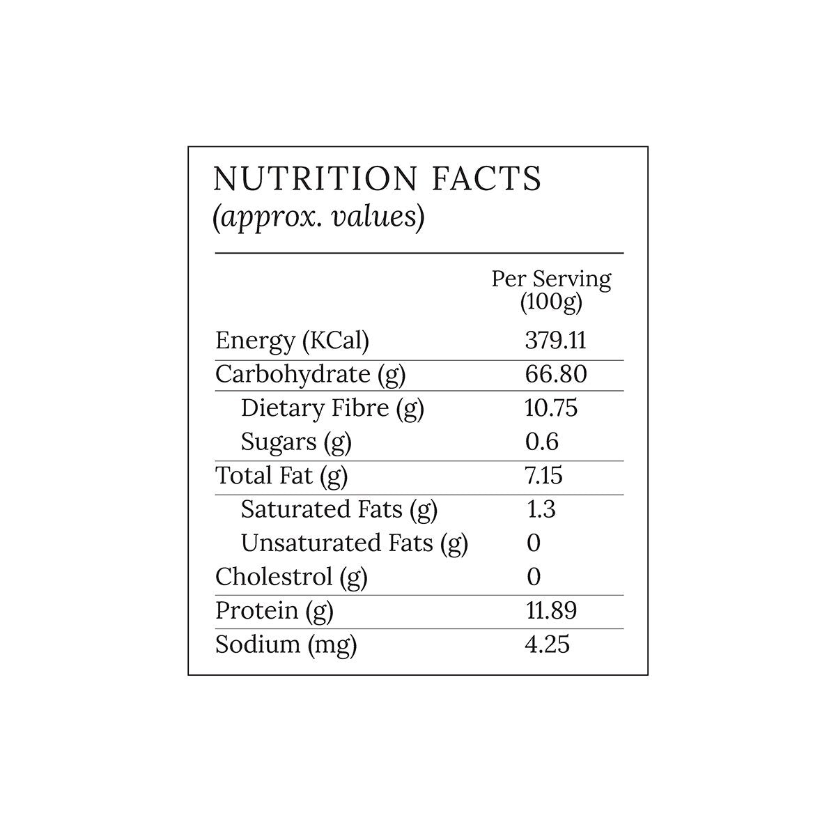 gluten free rolled jumbo oats nutrition facts