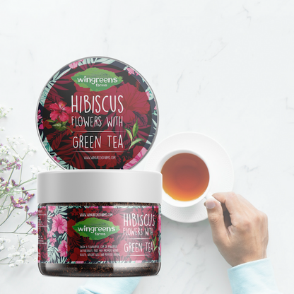 Hibiscus Flowers with Green Tea